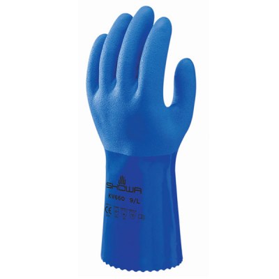 Gant en PVC KV660 12 pouce fibre Kevlar , Bleu